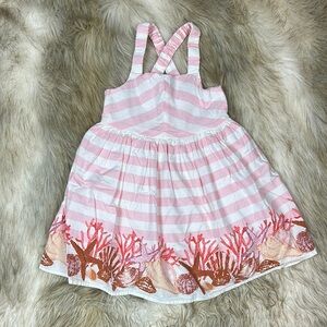 Rachel Ashwell Pink and White Striped Dress with Coral Reef Design